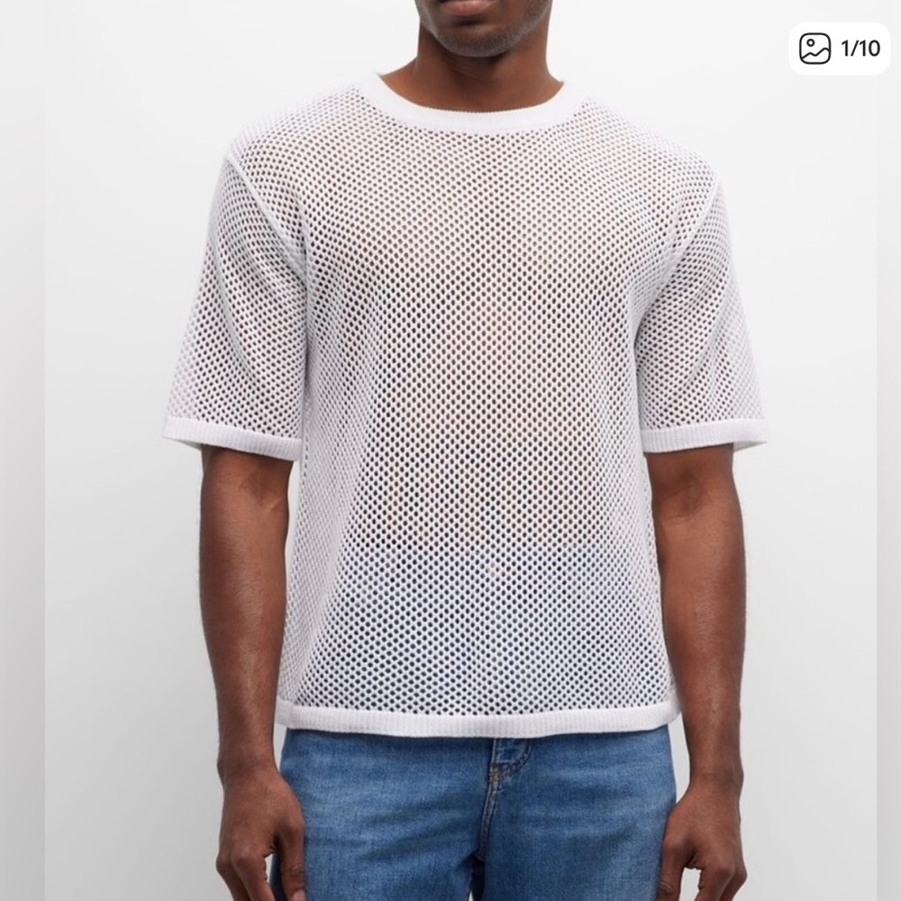 ASOS White Mesh Short Sleeve Tee
